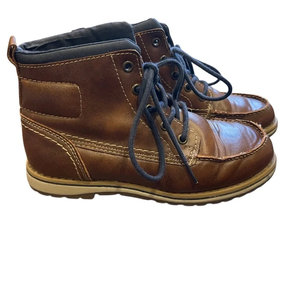 SONOMA Brown Leather Lace-Up Ankle Boots – Size 3 Little Boys
